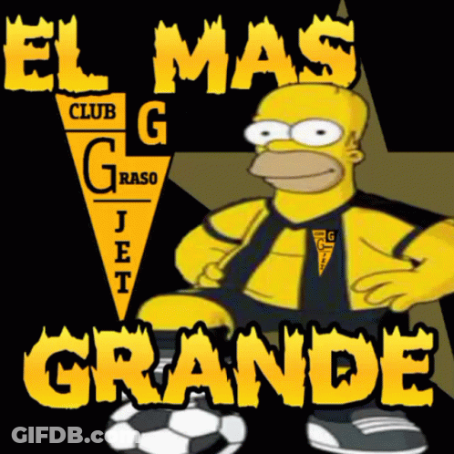 A Cartoon Of Homer Simpson With The Words El Mas Club G Raso Jet Grande GIF