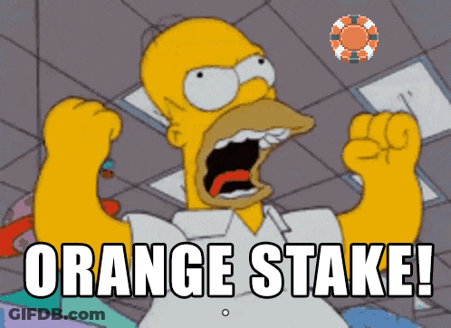 A Cartoon Of Homer Simpson With The Words Orange Stake In Front Of Him GIF