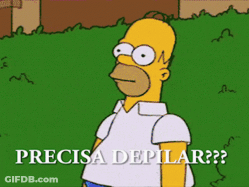 A Cartoon Of Homer Simpson With The Words Precisa Depilar On The Bottom GIF