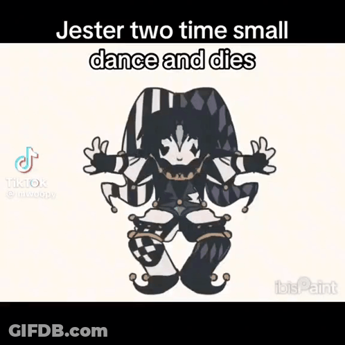A Cartoon Of Jester Two Times Small Dance And Dies GIF