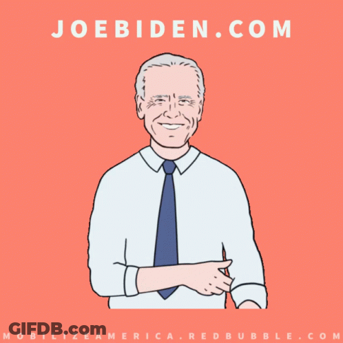 A Cartoon Of Joe Biden With The Words Let 'S Get To Work Below Him GIF