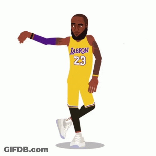 A Cartoon Of Lebron James Wearing A Yellow Labron 23 Jersey GIF