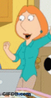 A Cartoon Of Lois Griffin Is Standing In Front Of A Laptop GIF