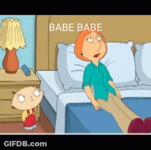 A Cartoon Of Lois Griffin Sitting On A Bed Next To A Lamp GIF