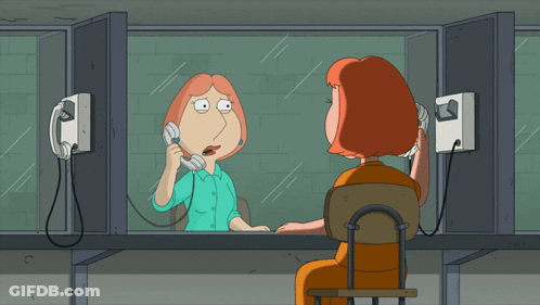 A Cartoon Of Lois Griffin Talking To Another Woman With The Words I Wanna Switch Below Her GIF