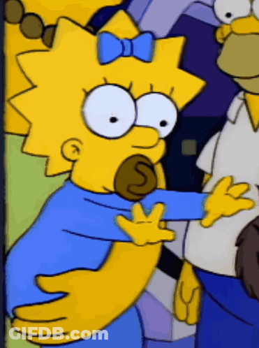 A Cartoon Of Maggie Simpson With A Blue Bow In Her Hair GIF