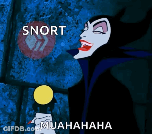 A Cartoon Of Maleficent Holding A Microphone With The Words Snort Muahahaha Below Her GIF