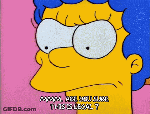 A Cartoon Of Marge Simpson Saying " Mmmm Are You Sure This Is Legal ? " GIF