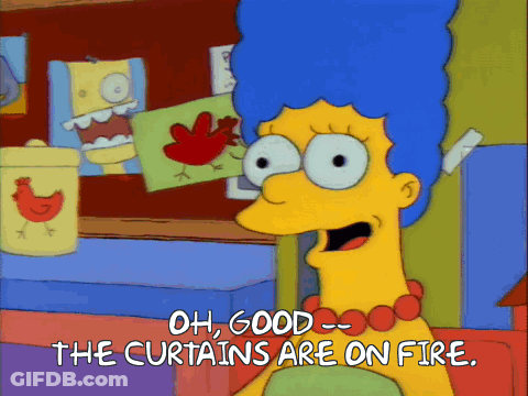 Marge Simpson Curtains Are On Fire GIF