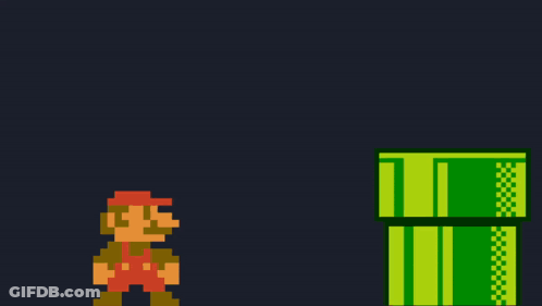 A Cartoon Of Mario And Luigi Flying Over A Green Pipe GIF