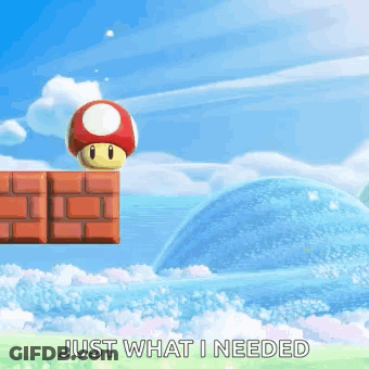 A Cartoon Of Mario Jumping In The Air With The Words `` Just What I Needed '' . GIF