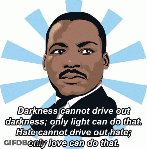 A Cartoon Of Martin Luther King Jr. With A Quote About Darkness GIF