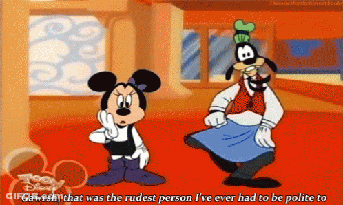 A Cartoon Of Mickey Mouse And Goofy Saying Gawrsh GIF
