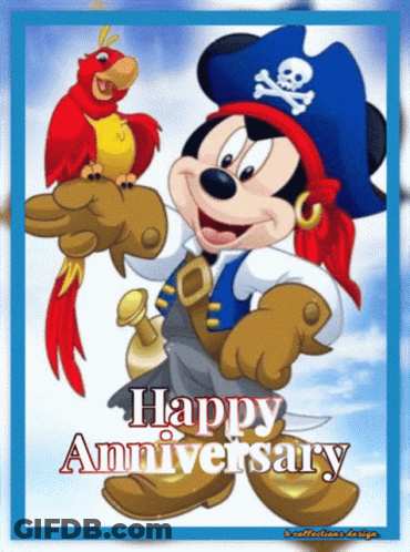 A Cartoon Of Mickey Mouse Dressed As A Pirate GIF