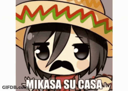 A Cartoon Of Mikasa Su Casa With A Sombrero GIF