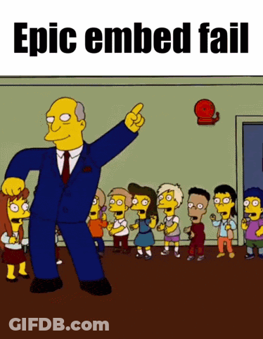 A Cartoon Of Mr. Simpson Pointing At A Group Of Children With The Words Epic Embed Fail GIF