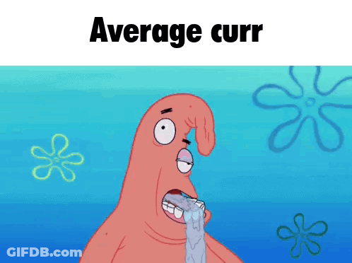 A Cartoon Of Patrick From Spongebob Is Crying With The Words Average Curr Written Above Him GIF
