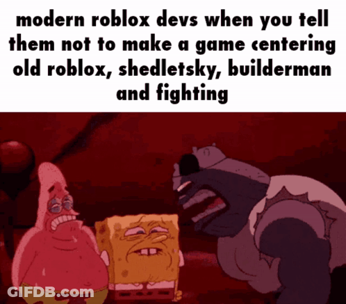 A Cartoon Of Patrick Star And Spongebob Talking About Modern Roblox GIF