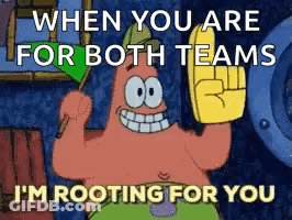 Patrick Star Holding Flag And Foam Finger GIF