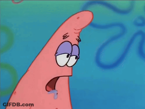 A Cartoon Of Patrick Star From Spongebob Squarepants With A Tear Coming Out Of His Eye . GIF