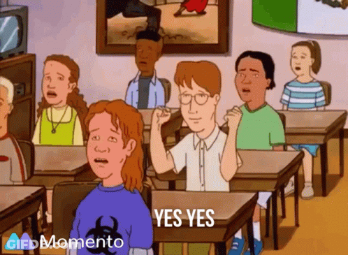 A Cartoon Of People In A Classroom With The Words Yes Yes On The Bottom Right GIF