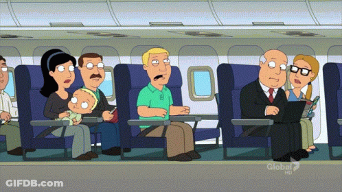 A Cartoon Of People Sitting On A Plane With The Words Global Hd On The Bottom Right GIF