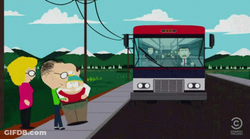 A Cartoon Of People Waiting For A Bus With Comedy Central On The Bottom Left GIF