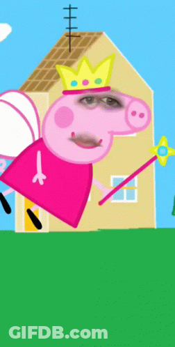 A Cartoon Of Peppa Pig With A Crown And A Wand GIF