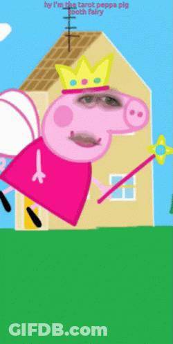 A Cartoon Of Peppa Pig With A Crown And Wand GIF