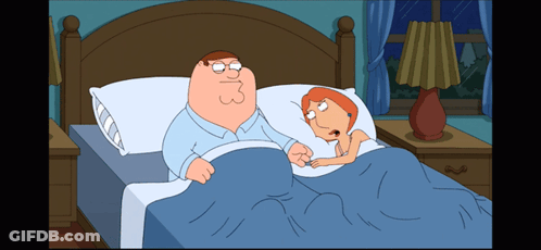 A Cartoon Of Peter Griffin And Lois Griffin Laying In A Bed GIF
