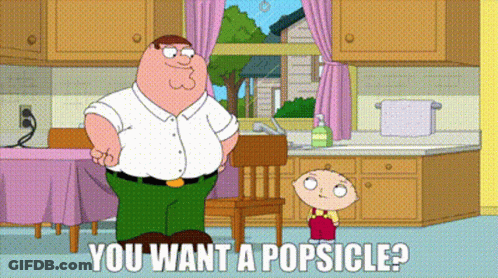 A Cartoon Of Peter Griffin And Stewie Asking If They Want A Popsicle In A Kitchen GIF