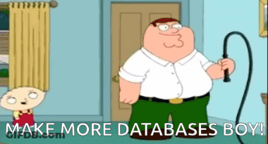 A Cartoon Of Peter Griffin Holding A Whip And The Words Make More Databases Boy GIF