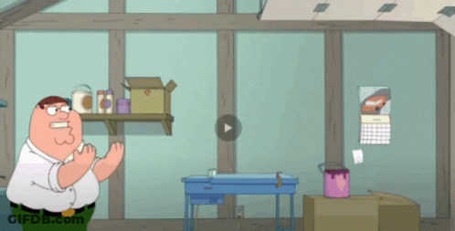 A Cartoon Of Peter Griffin In A Room With A Play Button GIF