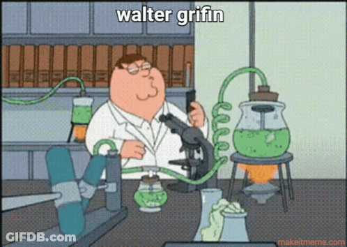 A Cartoon Of Peter Griffin Looking Through A Microscope With The Name Walter Griffin Above Him GIF