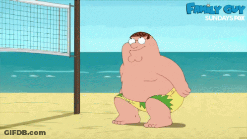 A Cartoon Of Peter Griffin On A Beach With The Words Family Guy Sundays On The Bottom GIF