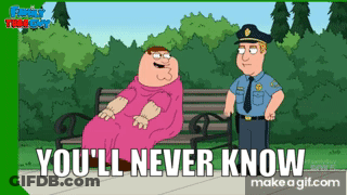 A Cartoon Of Peter Griffin Sitting On A Bench With A Police Officer GIF