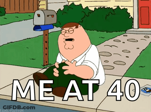 A Cartoon Of Peter Griffin Sitting On The Sidewalk With The Words Meat 40 GIF