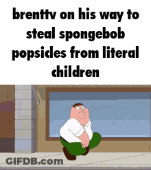 A Cartoon Of Peter Griffin Standing On A Sidewalk With A Caption That Says Brenttv GIF