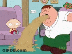 A Cartoon Of Peter Griffin Throwing Up In Front Of A Baby GIF