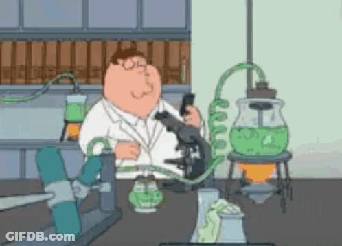 A Cartoon Of Peter Griffin Using A Microscope GIF