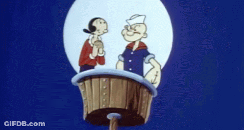 A Cartoon Of Popeye Hugging Another Cartoon Character In A Heart GIF