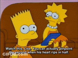 A Cartoon Of Ralph And Lisa From The Simpsons Talking GIF