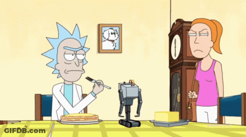 A Cartoon Of Rick And Morty Making Pancakes GIF
