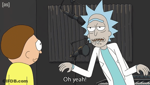 A Cartoon Of Rick And Morty Talking To Each Other With Rick Saying Oh Yeah GIF