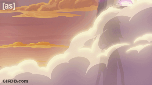 A Cartoon Of Rick From Rick And Morty Stands In The Clouds GIF