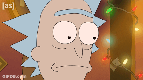 A Cartoon Of Rick From Rick And Morty With The Words [ As ] On The Bottom Right GIF