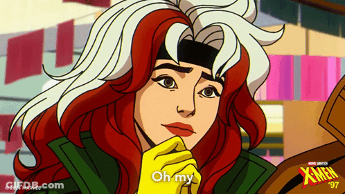A Cartoon Of Rogue From The X-Men Series Says Oh My GIF