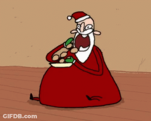 A Cartoon Of Santa Claus Sitting On The Floor GIF