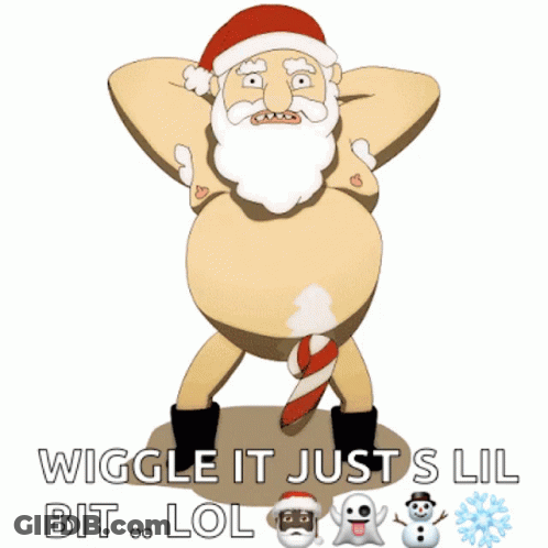 A Cartoon Of Santa Claus With A Candy Cane In His Penis GIF