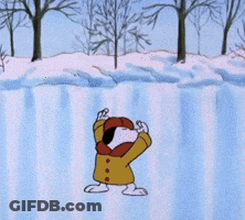 A Cartoon Of Snoopy And Charlie Brown Playing In The Snow GIF